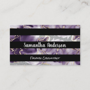 Lila Goldflakes Glitzer Sequin Streifen Visitenkarte