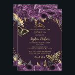 Lila Goldfloral-Schmetterling Sweet 16 Einladung<br><div class="desc">Elegante Lila Goldflorengatterlinge Sweet 16 Einladung</div>