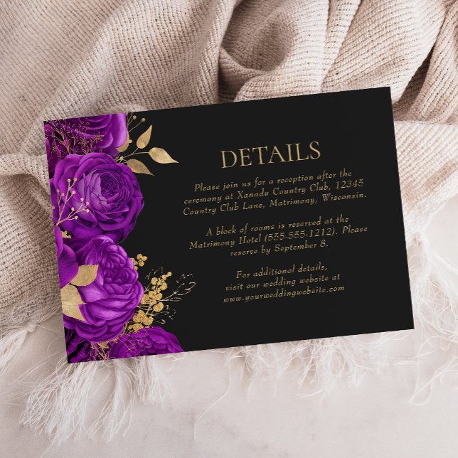 Lila Goldflorentöte bei Hochzeiten RSVP Karte (Von Creator hochgeladen)