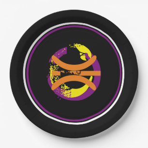Lila/goldgelb/schwarz Basketball 9" Teller