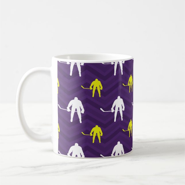 Lila, Goldgelb, Weiß, Eis-Hockey, Zickzack Kaffeetasse (Links)