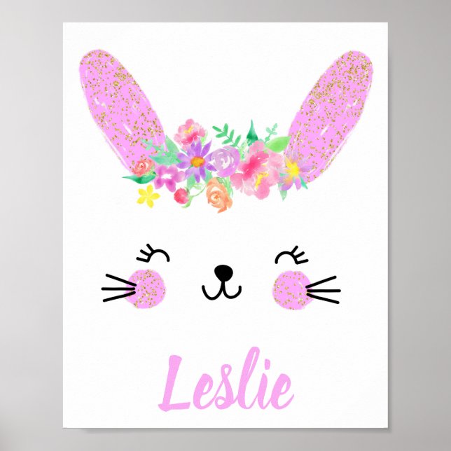 Lila Goldhasen-Kinderzimmer-Poster-Individuelle Na Poster (Vorne)