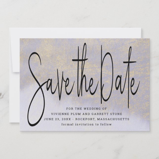 Lila Goldhochzeit speichert das Datum der Einladun Save The Date (Vorderseite)