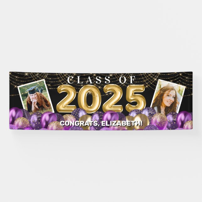 Lila Goldklasse des Foto-Abschlusses 2025 Banner (Horizontal)