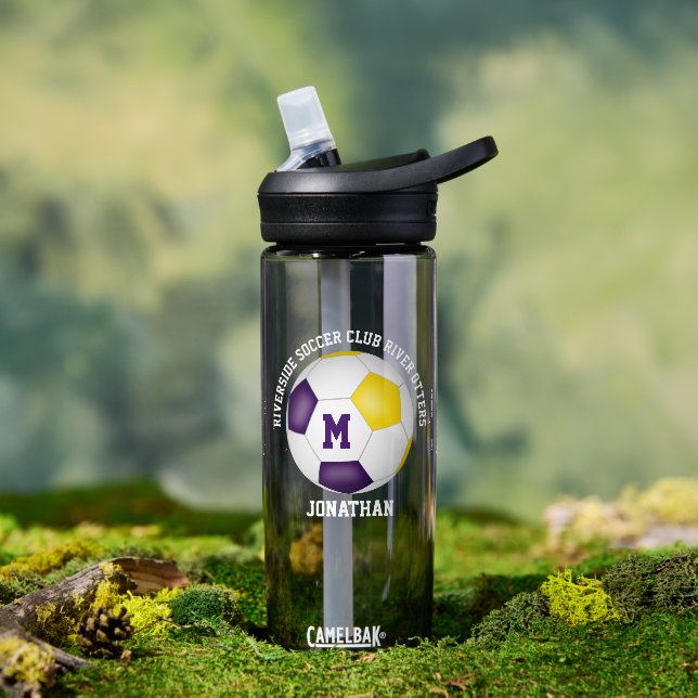 lila Goldklub-Mannschaftsspieler Name Fußball Trinkflasche (Außenbereich)