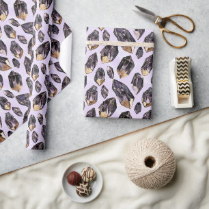 Lila Goldkristalle Geburtstag Geschenkpapier