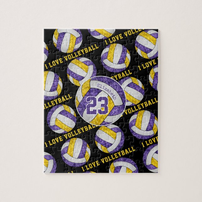 lila Goldmädchen I Liebe Volleyball personalisiert (Vertikal)