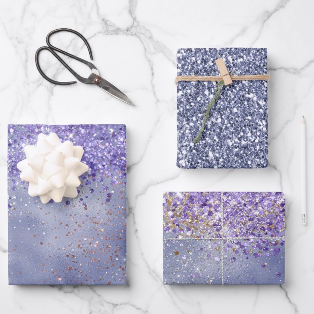 Lila Goldmakel Geschenkpapier Set (Vorderseite)