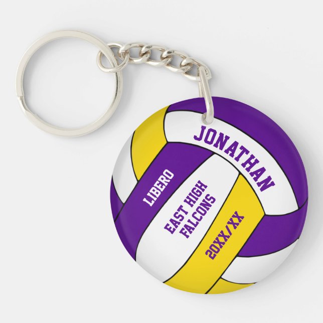 lila Goldmannschaft färbt Bubenvolleyball Schlüsselanhänger (Vorderseite)