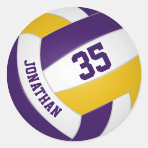 lila Goldmannschaft färbt Jungs-Mädels Volleyball Runder Aufkleber