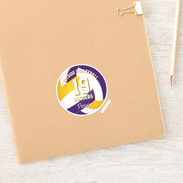 lila Goldmannschaft - Volleyballspieler Aufkleber (Notizbuch)