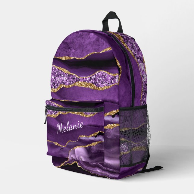 Lila Goldmarbor - Ihr Name-Backpack Bedruckter Rucksack (Rückseitige Ecke Rechts)