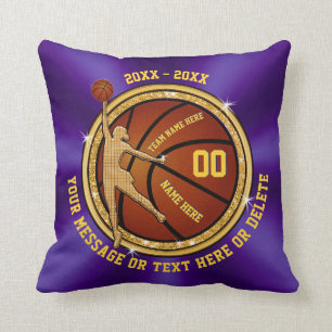 Lila Goldpersonalisierte Basketball-Geschenke für Kissen