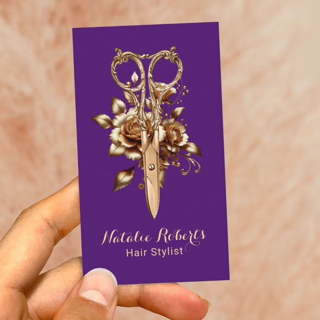 Lila Goldschere Blume Haar Stylist Salon WELLNESS- Visitenkarte (Von Creator hochgeladen)