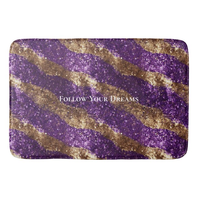 Lila Goldsparkle-Glitzer Badematte (Vorderseite)