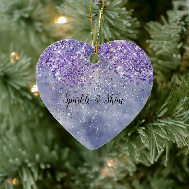 Lila Goldsparkle Keramik Ornament (Baum)