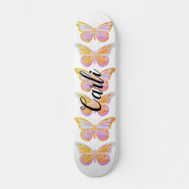 Lila Goldsparkle-Schmetterlinge Personalisiert Skateboard
