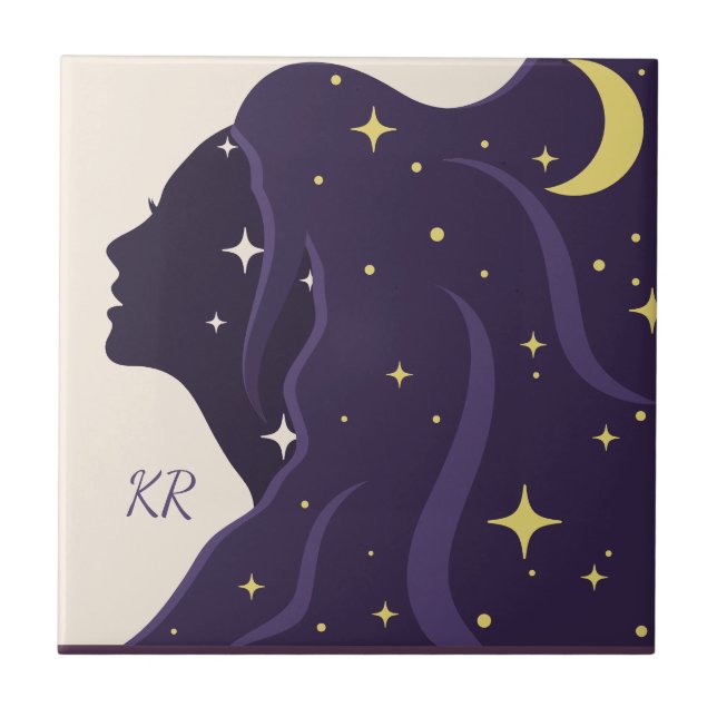 Lila Goldstars des kosmischen Universums personali Fliese (Vorderseite)