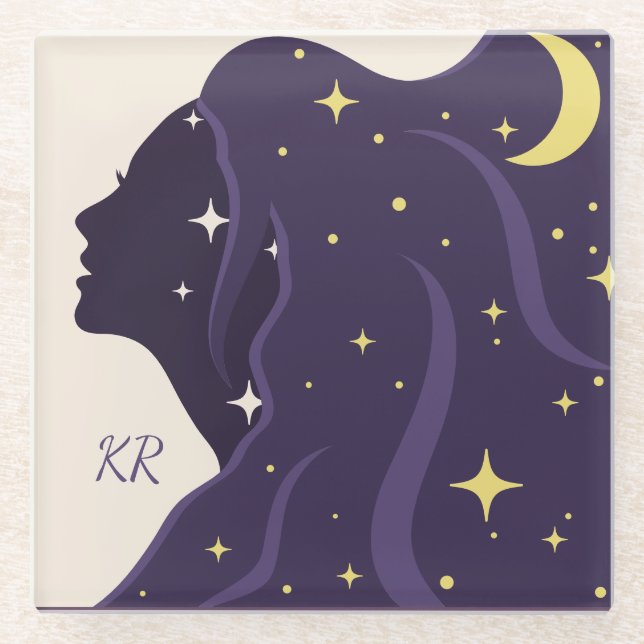 Lila Goldstars des kosmischen Universums personali Glasuntersetzer (Vorderseite)