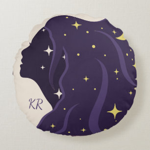 Lila Goldstars des kosmischen Universums personali Rundes Kissen