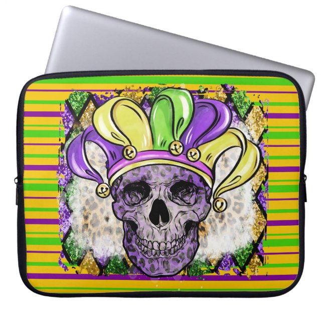 LILA GOLDSTREIFEN UND LILA SKULL LAPTOPSCHUTZHÜLLE (Vorderseite)