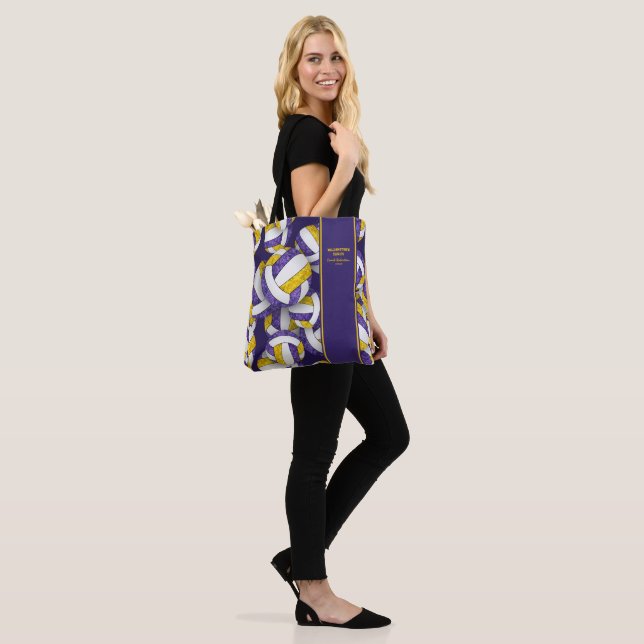 lila Goldteam färbt Volleyballbussname Tasche (Am Model)