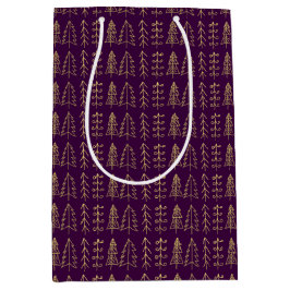Lila Goldweihnachtsbaum-Muster modern Mittlere Geschenktüte