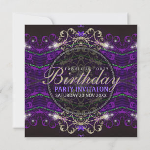 Lila Goth Deko Lace Fabulous 40 Party Einladungen