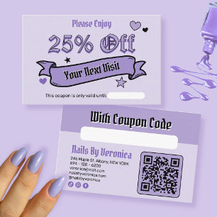 Lila Gothic 25% Rabatt-Gutschein Karte für Nagelst