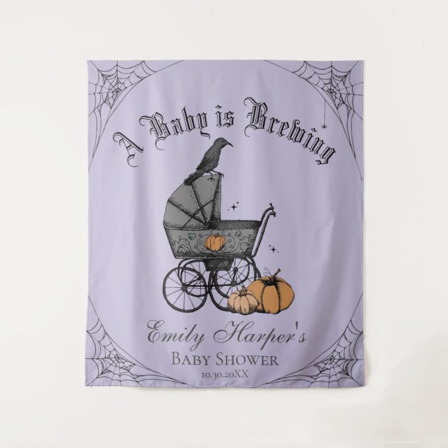 Lila Gothic Baby Braut Babydusche Hintergrund Wandteppich (Vorderseite)