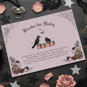 Lila Gothic-Baby-Shower-Baby-Raven-Bücher für Baby Begleitkarte