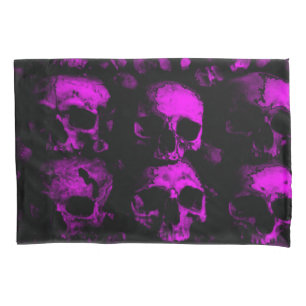 Lila Gothic Dead Skulls Schlafzimmer Kissenbezug