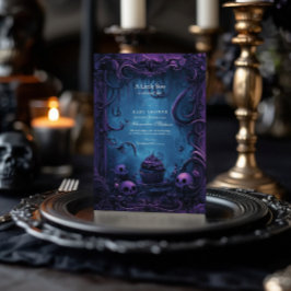 Lila Gothic Fantasy Halloween Kinderdusche Einladung