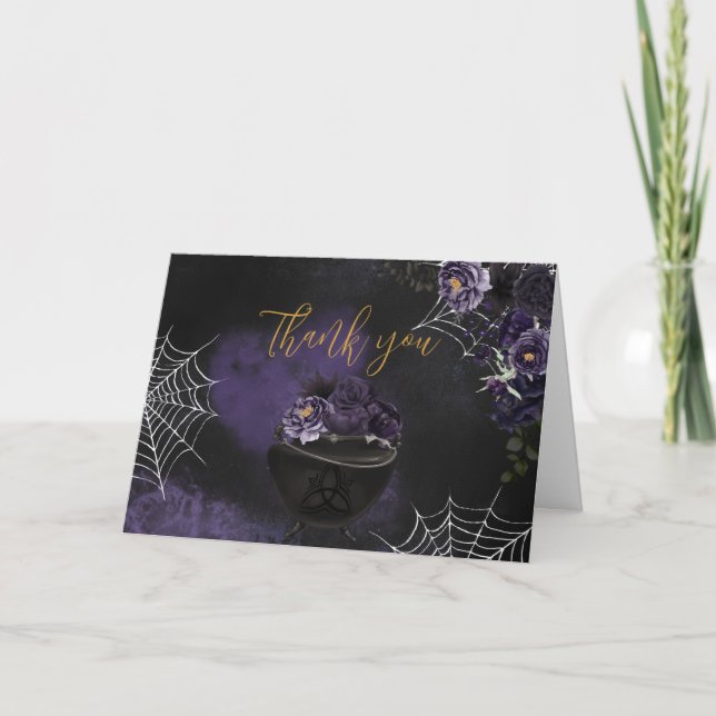 Lila Gothic Floral Baby Dusche Dankeskarte (Vorderseite)
