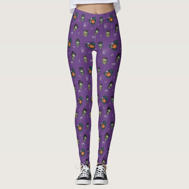 💜 Lila Gothic Frankenstein Leggings 🕸️ 🦇 (Vorderseite)
