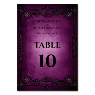 Lila Gothic-Halloween-Alternative Hochzeit Tischnummer