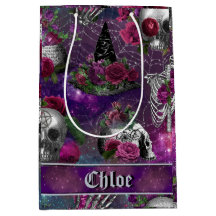 Lila Gothic Hexenschädel und Rose