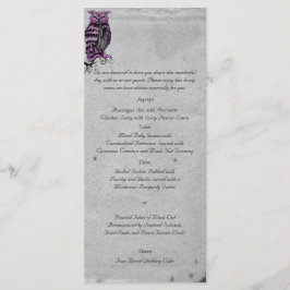 Lila Gothic Owl Posh Wedding Menu Menükarte