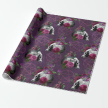 Lila Gothic-Schädel und Rose-Umschlagpapier