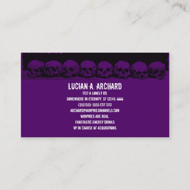 Lila Gothic Skulls Business Card Visitenkarte (Vorderseite)