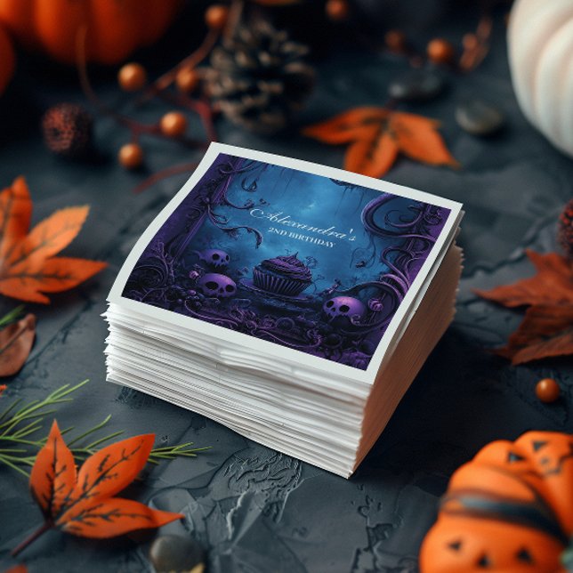 Lila Gothic Spooky 2. Geburtstag Serviette (Von Creator hochgeladen)