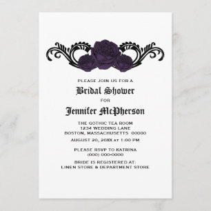 Lila Gothic Swirl Rose Brautparty laden ein Einladung