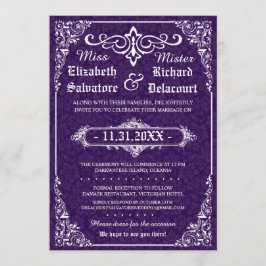 Lila Gothic Viktorianisch Damask Wedding Einladung