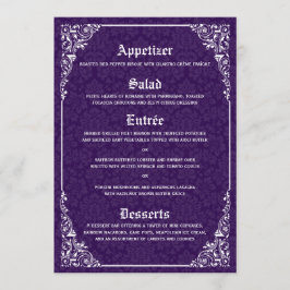 Lila Gothic Viktorianisch Damask Wedding Menu Menükarte