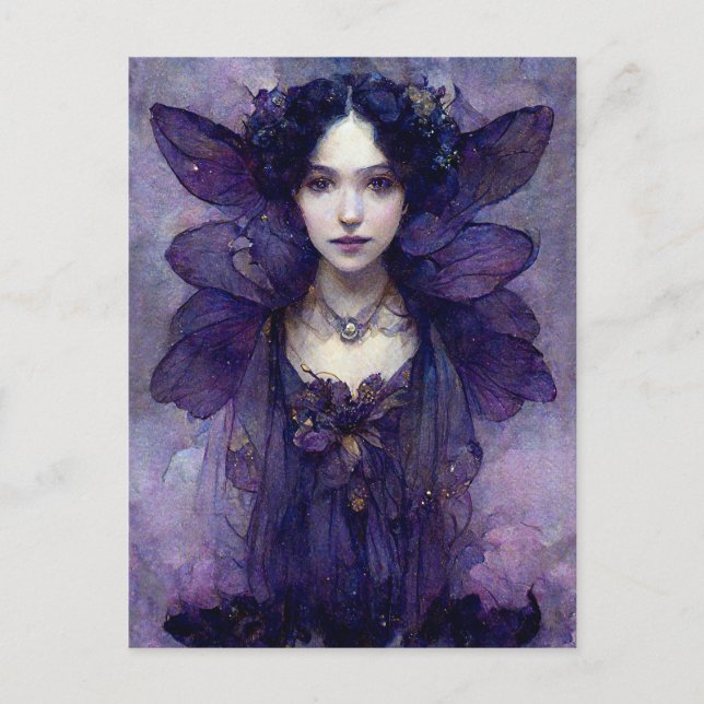 Lila Gotische Fairy Fantasy Kunst, Dichtung und Mu Postkarte (Vorderseite)