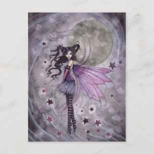 Lila gotische Feen-Fantasy-Kunst-Postkarte Postkarte