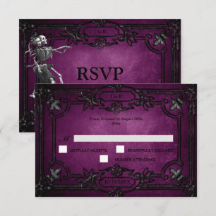 Lila gotische Halloween-Hochzeits-RSVP-Karte RSVP Karte