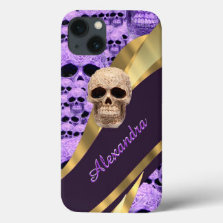 Lila gotischer Schädel personalisiert Case-Mate iPhone Hülle