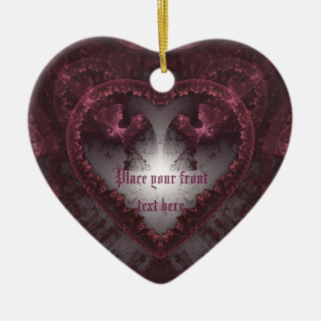 Lila gotisches Herz 001 Keramikornament (Vorne)