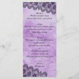 Lila Gotisches Hochzeitsmenü von Black Lace Menükarte